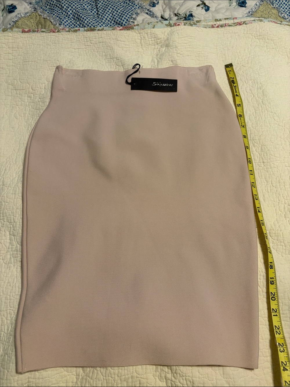 Shinestar Blush Pink Pencil Skirt